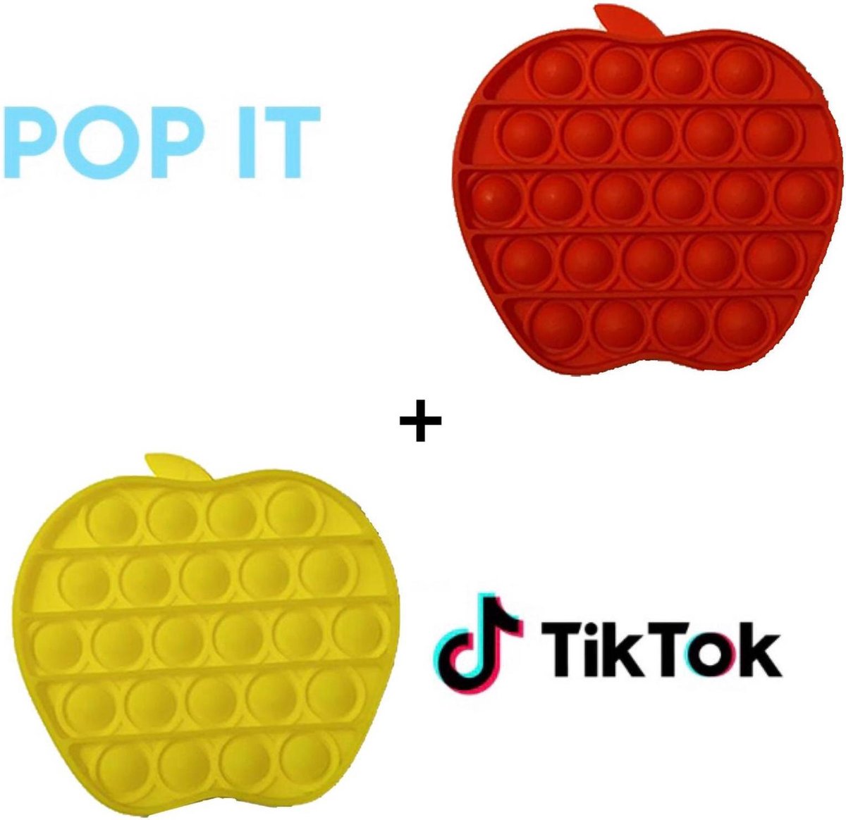 Pop it fidget toys 2 in 1  Appel Rood + Appel Geel | Tiktok trend 2021 | Bubbel pop | Educatief | Anti stress | Speeltje | Stressknopjes | Meisje √ jongen √ volwassenen | Verjaardag cadeau